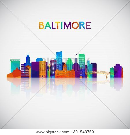 Baltimore Skyline Silhouette In Colorful Geometric Style. Symbol For Your Design. Vector Illustratio
