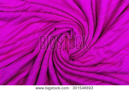 Bright Cotton Purple Fabric Background. Flat-lay, Top View.