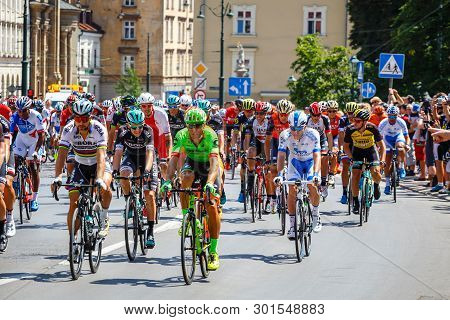Krakow, Poland - July 29, 2017: Unidentified Participants Of 74Th Tour De Pologne. Tour De Pologne I