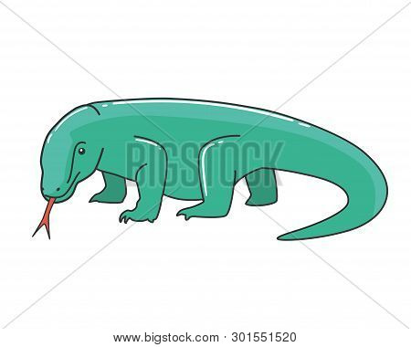 Illustration Of Komodo Dragon Isolated On White Background