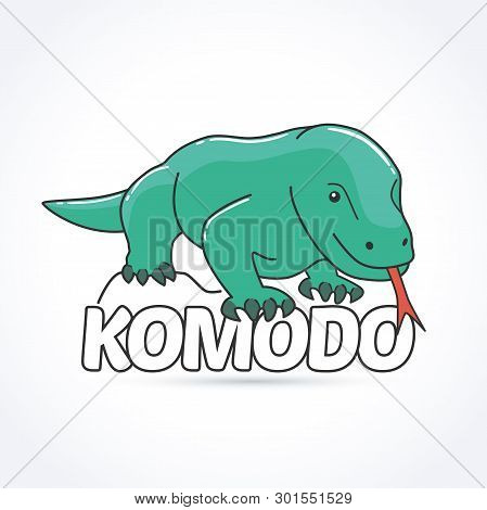 Illustration Of Komodo Dragon. The Largest Lizard In The World