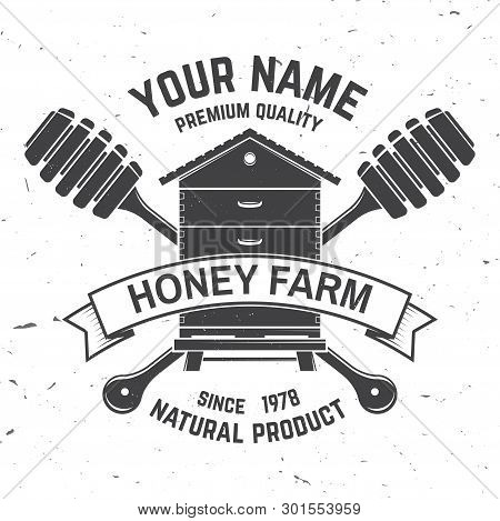 Honey Farm Badge. Vector Illustration. Concept For Shirt, Print, Stamp Or Tee. Vintage Typography De