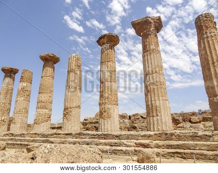 Temple Of Heracles Near A City Named Agrigento Located In Sicily, Italy
