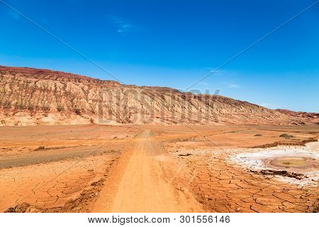 Flaming Mountains, Turpan, Xinjiang, China: These Intense Red Arid Mountains Similar To Scorching Fl