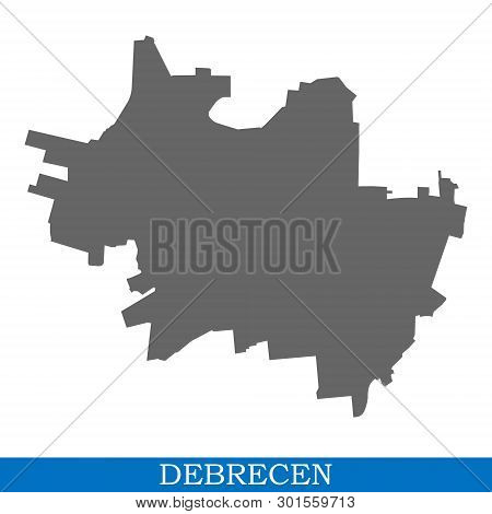 High Quality Map Of Debrecen Is A City In Hungary, With Borders Of Districts