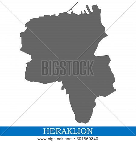 High Quality Map Of Heraklion Is A City Of Greece, With Borders Of Districts