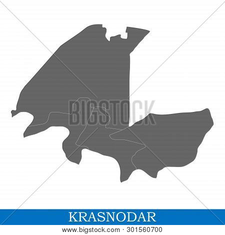 High Quality Map Of Krasnodar Is A City Of Russia, With Borders Of Districts