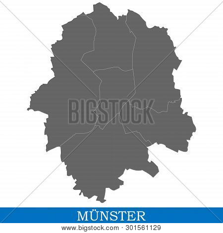 High Quality Map Of Munster Is A City Of Germany, With Borders Of Districts