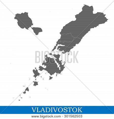 High Quality Map Of Vladivostok Is A City Of Russia, With Borders Of Districts