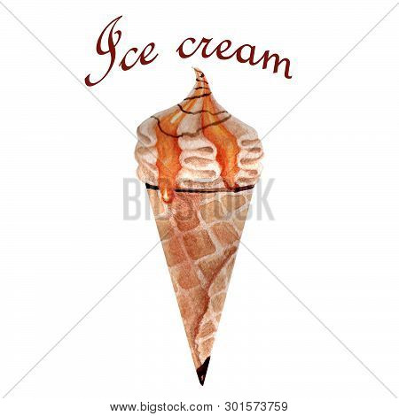 Watercolor Food Illustration. A Delicious Ice Cream