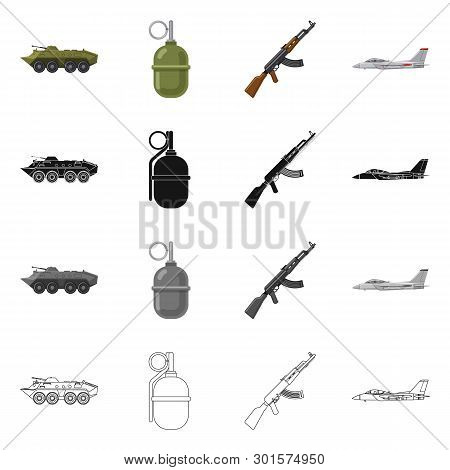 Isolated Object Of Weapon And Gun Symbol. Set Of Weapon And Army Vector Icon For Stock.