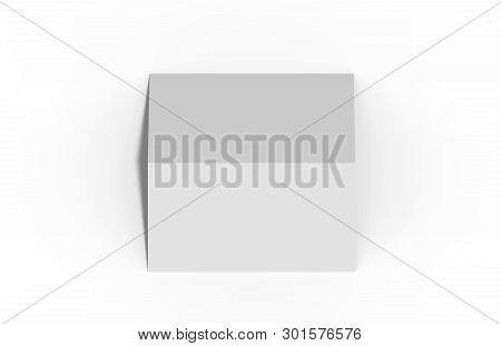 Bi Fold Or Vertical Half Fold Brochure Mock Up Isolated On Soft Gray Background. 3d Render Illustrat