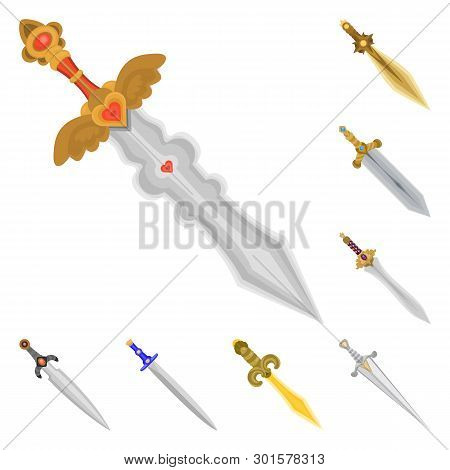 Vector Illustration Of Sword  And Dagger  Icon. Collection Of Sword  And Weapon Vector Icon For Stoc