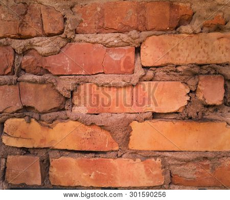 Old Brick Wall. Brown. Brick. Concrete. Building