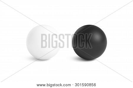 Blank Black And White Stress Ball Mockup,front View Isolated, 3d Rendering. Clear Empty Stres Reliev