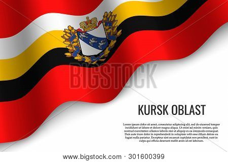 Waving Flag Of Kursk Oblast Is A Region Of Russia On Transparent Background. Template For Banner Or 