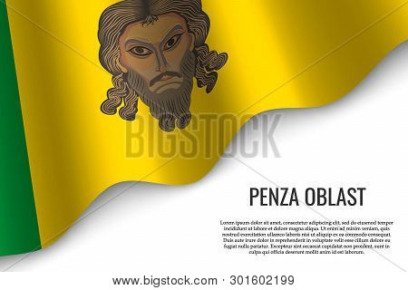 Waving Flag Of Penza Oblast Is A Region Of Russia On Transparent Background. Template For Banner Or 