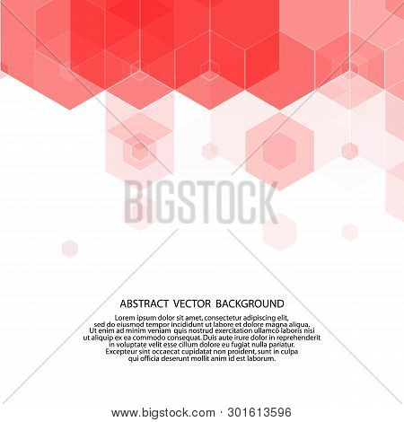 Red Abstract Hexagons. Vector Background. Polygonal Style. Presentation Template. Eps 10