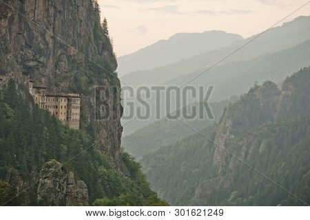 Sumela Monastery At Trabzon Turkey. Horizontal Landscaped Photo