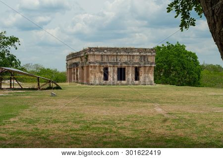 Small Maya Building, In The Archaeological Area Of Ek Balam, On The Yucatan Peninsula
