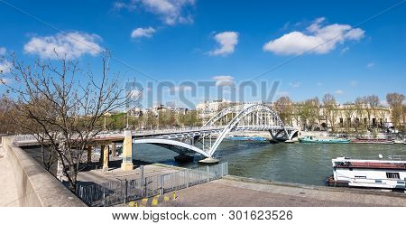 The Passerelle Debilly (debilly Footbridge), An Arch Bridge Not Far From Eiffel Tower In Paris, Fran