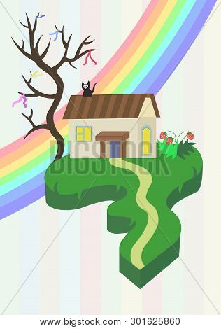 The House In The Air Vector Illustration