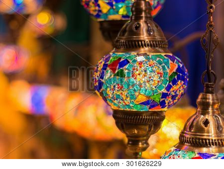 Arabic Traditional Light Lamp Ramadan Background Concepy