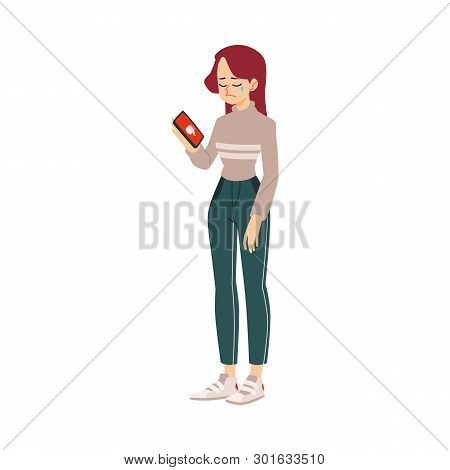 Lonely Woman With Telephone Suffers From Depression Or Relationship Breakdown.