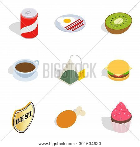 Repast Icons Set. Isometric Set Of 9 Repast Icons For Web Isolated On White Background