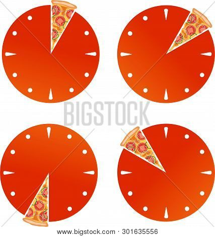 Sliced Clock. Lunch Time. Pizza Order. Orange Clock