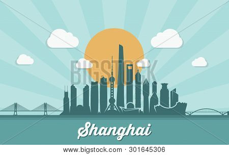 Shanghai Skyline - China - Vector Illustration - Vector