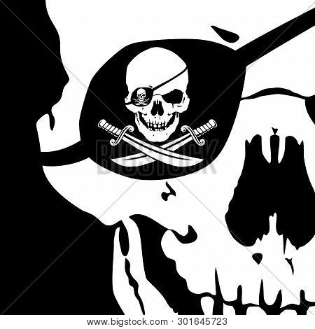 Recursive Image Of The Jolly Roger. Fractal. The Droste Effect. Vector Illustration.