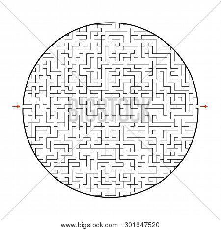 Difficult Big Maze. Game For Kids And Adults. Puzzle For Children. Labyrinth Conundrum. Find The Rig