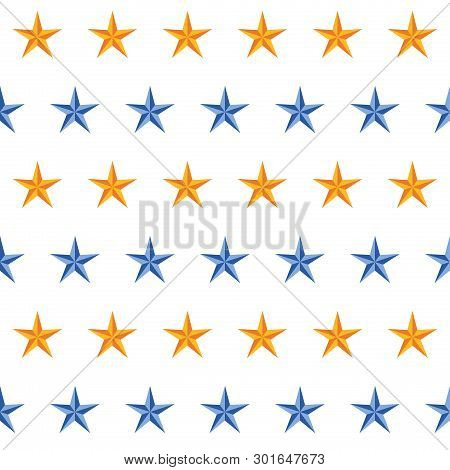 Abstract Yellow And Blue Dichromatic Star Patern Background. Tileable Seamless Design. Pastel Colore