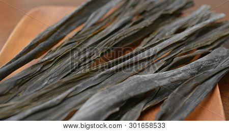 Dry of Japanese konbu close up