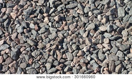 Gravel For Background At Dry Sunny Summer Day