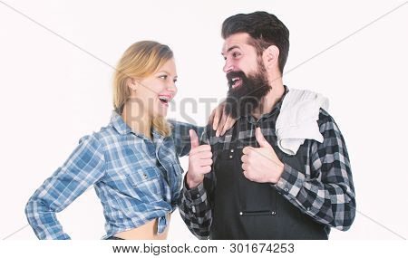 Couple In Love Getting Ready For Barbecue. Picnic And Barbecue. Man Bearded Hipster And Girl Ready F