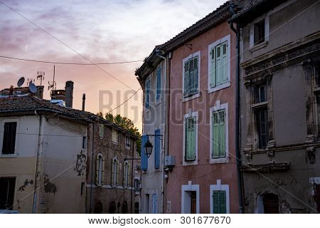 View On Traditional And Medieval Houses In Provence, South Of France, Vacation And Tourist Destinati