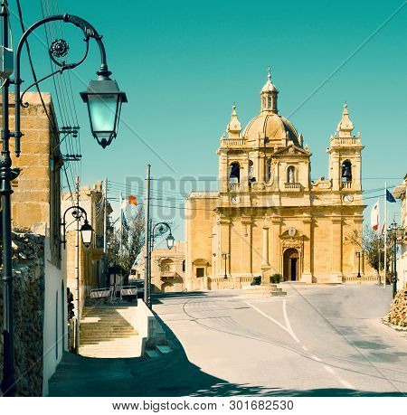 Malta Island, Church In Village Haz-zebbug, Toned Image