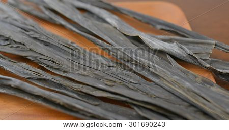 Dry of Japanese konbu close up