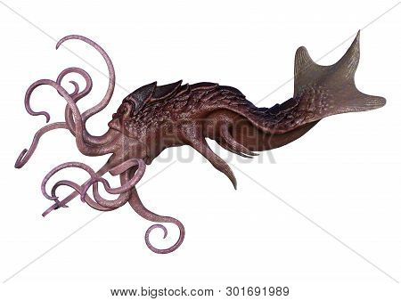 3D Rendering Octopus On White