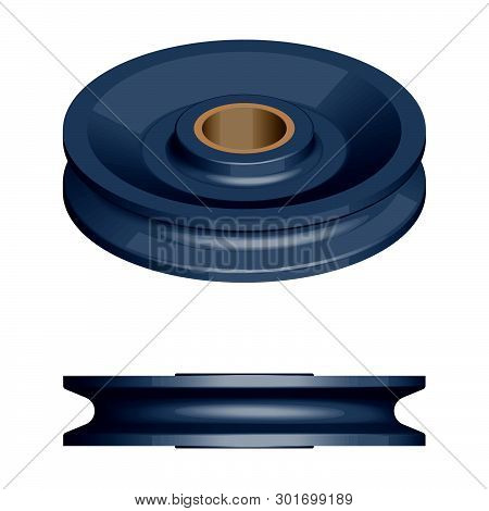 Steel Sheave Wheel With Bushing. 3d Effect Vector