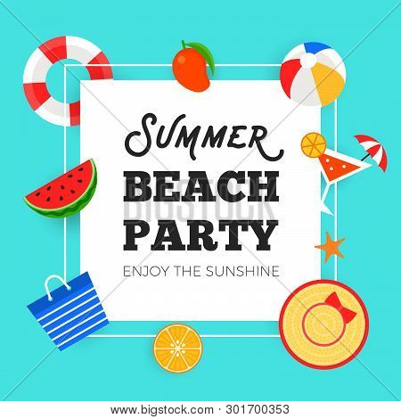 Summer Time, Summer Beach Party Background Vector Illustration