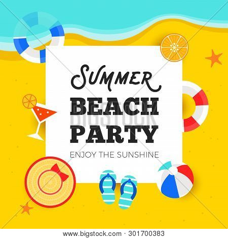 Summer Time, Summer Beach Party Background Vector Illustration
