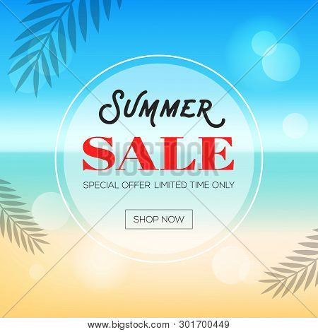 Summer Sale, Summer Beach Background Vector Illustration