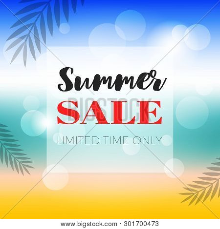 Summer Sale, Summer Beach Background Vector Illustration