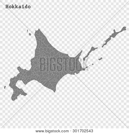 High Quality Map Of Hokkaido Is A Prefecture Of Japan With Borders Of The Districts