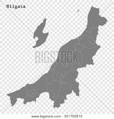High Quality Map Of Niigata Is A Prefecture Of Japan With Borders Of The Districts