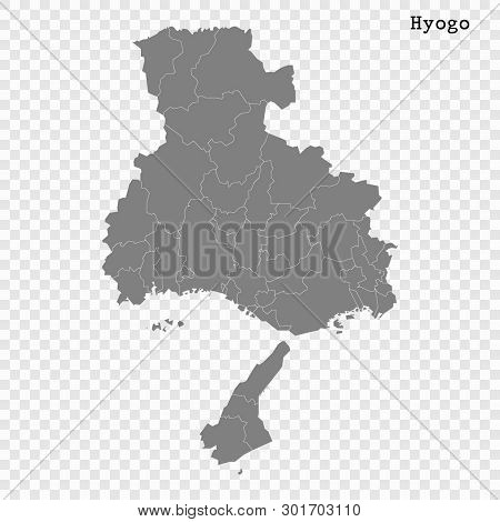 High Quality Map Of Hyogo Is A Prefecture Of Japan With Borders Of The Districts