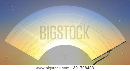 Creative Vector Illustration Of Realistic Car Windscreen Wipe Glass, Wiper Cleans The Windshield Iso